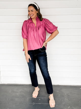 Kristi Pink Button Front Top | Sisterhood Style Boutique