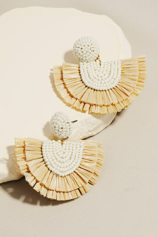 Ivory Raffia Fan Drop Earrings | Sisterhood Style Boutique