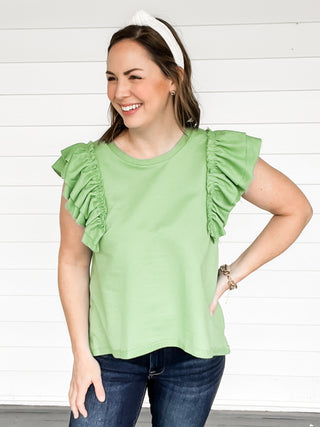 Abby French Terry Ruffle Sleeve Top | Sisterhood Style Boutique