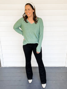 Waverly Waffle Knit Jade Green Soft Sweater | Sisterhood Style Boutique