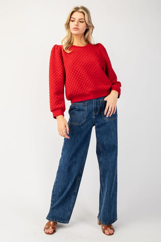 Taylor Textured Puff Sleeve Top