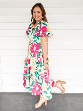 Delilah Mint Floral Midi Dress | Sisterhood Style Boutique