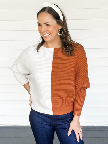 Samantha Split Color Block Sweater | Sisterhood Style Boutique
