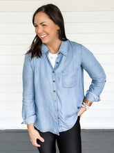 Load image into Gallery viewer, Charleigh Chambray Button Down Shirt | Sisterhood Style Boutique