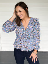 Load image into Gallery viewer, Brinley Blue Patterned Top | Sisterhood Style Boutique