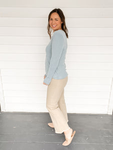 Rebecca Rib Knit Blue Long Sleeve Top | Sisterhood Style Boutique