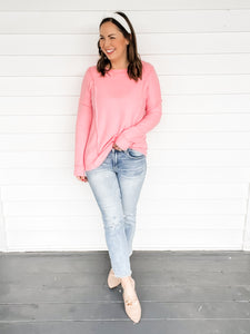 Tessa Soft Top Stitch Pink Knit Top | Sisterhood Style Boutique