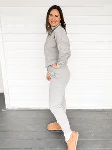 Caitie Cozy Grey Joggers Side View