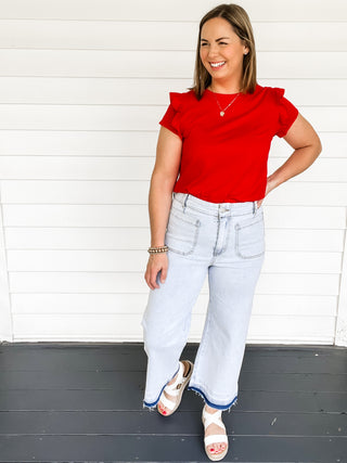 Reagan Red Ruffle Tee | Sisterhood Style Boutique