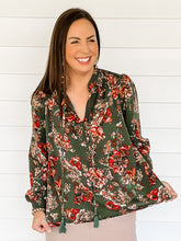 Load image into Gallery viewer, Audrey Hunter Green Abstract Print Top | Sisterhood Style Boutique