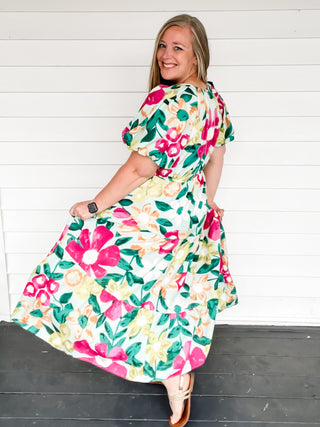 Delilah Mint Floral Midi Dress | Sisterhood Style Boutique