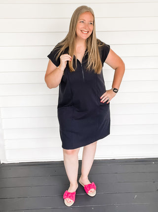 Cali Cotton Terry Half Zip Dress | Sisterhood Style Boutique