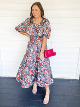 Load image into Gallery viewer, Natalie Navy Floral Midi Dress | Sisterhood Style Boutique