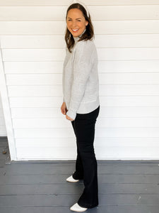 Georgia Grey Striped Stitching Sweater | Sisterhood Style Boutique