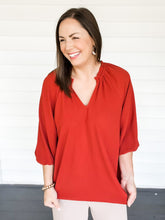 Load image into Gallery viewer, Riley Rust Bubble Sleeve Top | Sisterhood Style Boutique