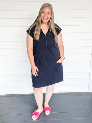 Cali Cotton Terry Half Zip Dress | Sisterhood Style Boutique