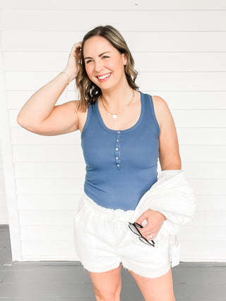 Nola Scoop Neck Henley Tank Top | Sisterhood Style Boutique