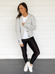 Taylor Heather Grey Button Front Cardigan Sweater | Sisterhood Style Boutique