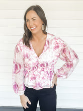 Load image into Gallery viewer, Maggie Magenta Watercolor Print Top | Sisterhood Style Boutique