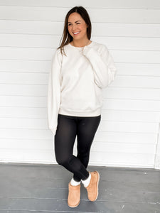 Cassie Cozy Oversized Ivory Sweatshirt with leggings full view