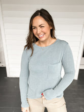 Load image into Gallery viewer, Rebecca Rib Knit Blue Long Sleeve Top | Sisterhood Style Boutique