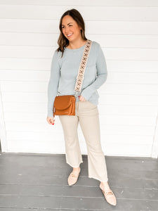 Rebecca Rib Knit Blue Long Sleeve Top | Sisterhood Style Boutique