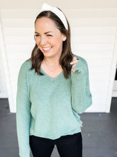 Load image into Gallery viewer, Waverly Waffle Knit Jade Green Soft Sweater | Sisterhood Style Boutique
