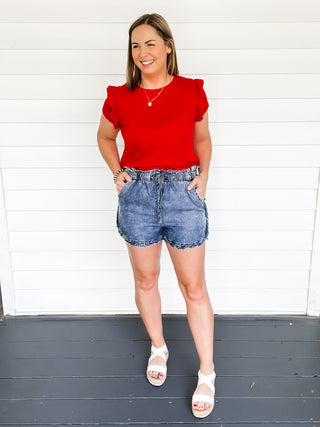 Reagan Red Ruffle Tee | Sisterhood Style Boutique