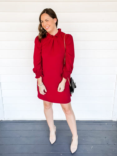 Collins Crimson Red Dress with White Background | Sisterhood Style Boutique