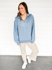 Brittany Blue Half Zip Pullover | Sisterhood Style Boutique