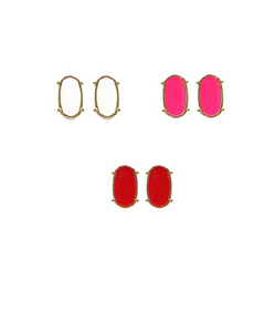 Enamel Oval Stud Earrings