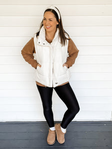 Ivory Zip Up Puffer Vest | Sisterhood Style Boutique