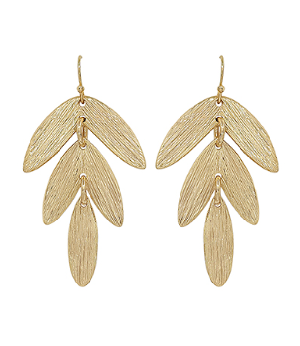 Gold Textured Leaf Drop Earrings | Sisterhood Style Boutique