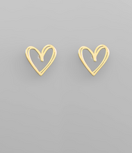 Load image into Gallery viewer, Happy Hearts Gold Stud Earrings V Day Gift | Sisterhood Style Boutique