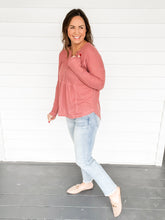 Load image into Gallery viewer, Mauve Waffle Knit Long Sleeve Top | Sisterhood Style Boutique