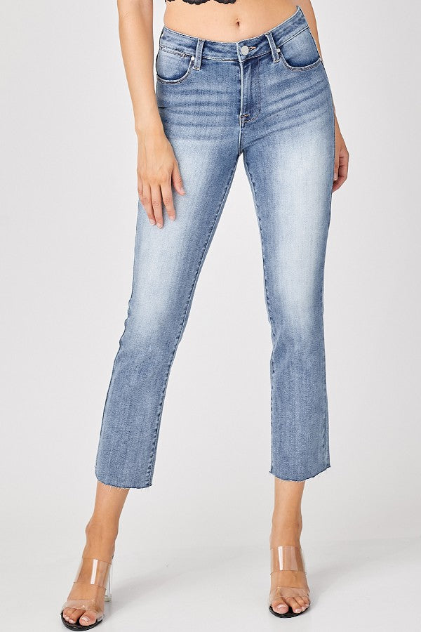 Risen Mid Rise Slim Straight Jeans in Medium Wash | Sisterhood Style Boutique