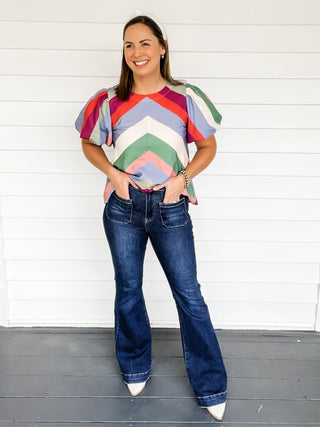 Rowan Colorful Stripe Top Full Front View | Sisterhood Style Boutique