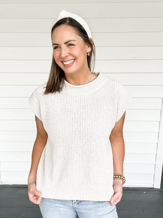 Sloane Sweater Knit Top Beige Close Up | Sisterhood Style Boutique