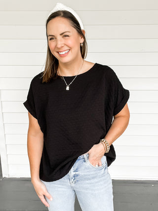 Tara Black Textured Top Close Up | Sisterhood Style Boutique