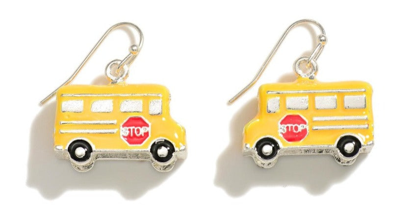 Close up of School Bus Earrings | Sisterhood Style Boutique