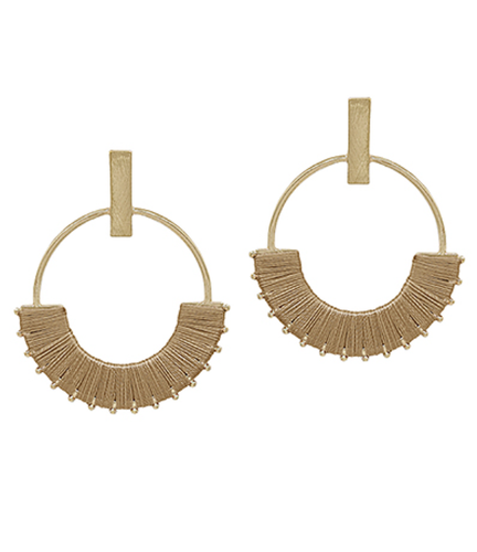 Modern Thread Wrapped Circle Bar Earrings | Sisterhood Style Boutique