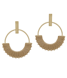 Modern Thread Wrapped Circle Bar Earrings | Sisterhood Style Boutique