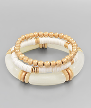 Load image into Gallery viewer, White and Gold Bracelet Set | Sisterhood Style Boutique