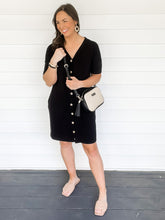 Load image into Gallery viewer, Evie Black Knit Button Down Casual Dress | Sisterhood Style Boutique