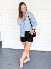Load image into Gallery viewer, Brielle Black Scallop Hem Shorts | Sisterhood Style Boutique