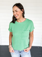 Load image into Gallery viewer, Rebecca Rib Knit Green Short Sleeve Top | Sisterhood Style Boutique
