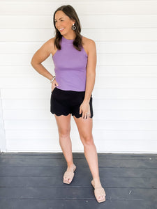 Nina White Purple High Neck Sleeveless Top | Sisterhood Style Boutique