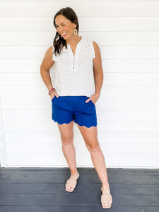 Brielle Black Blue Dressy Scallop Hem Shorts | Sisterhood Style Boutique