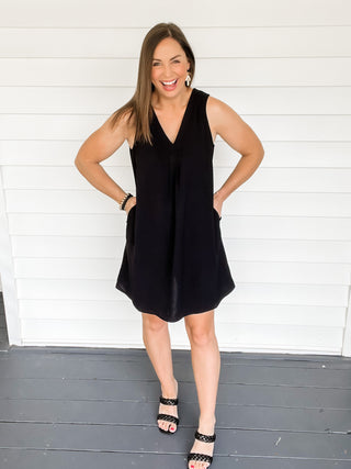 Jess V-Neck Sleeveless Black Dress | Sisterhood Style Boutique