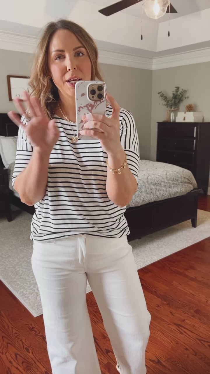Mia Striped Short Sleeve Tee Fit Video | Sisterhood Style Boutique